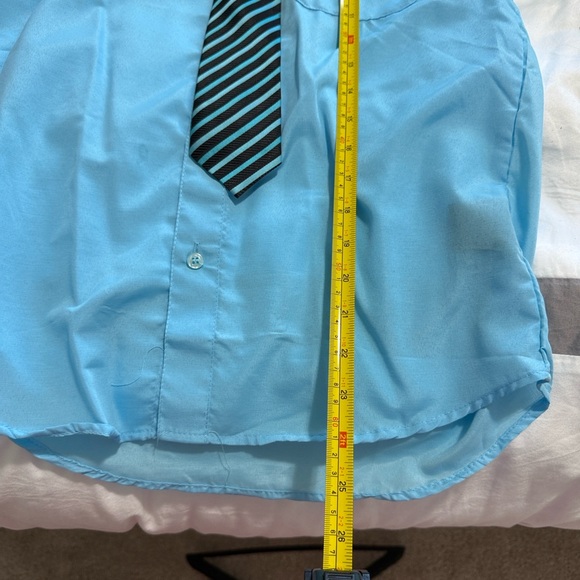Boys Black Pinstripe Suit, Turquoise Shirt & Tie, Size 14 – Complete Set - Picture 12 of 13
